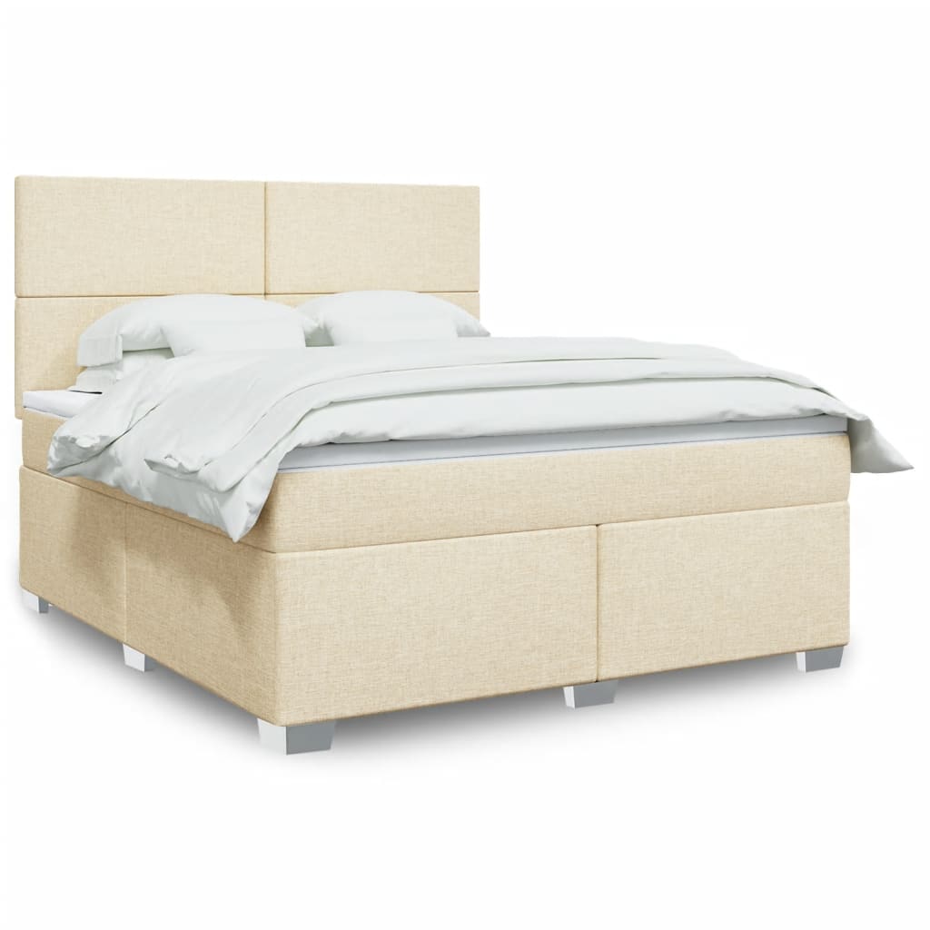 Boxspringbett mit Matratze Creme 180x200 cm Stoff