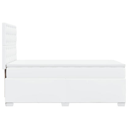 Boxspringbett mit Matratze Weiß 80x200 cm Kunstleder