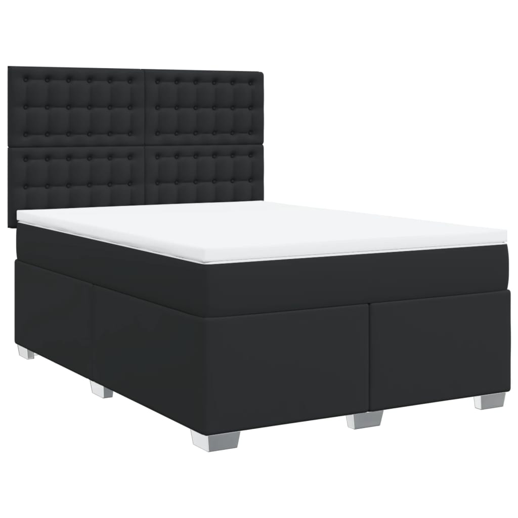 Boxspringbett mit Matratze Schwarz 140x190 cm Kunstleder