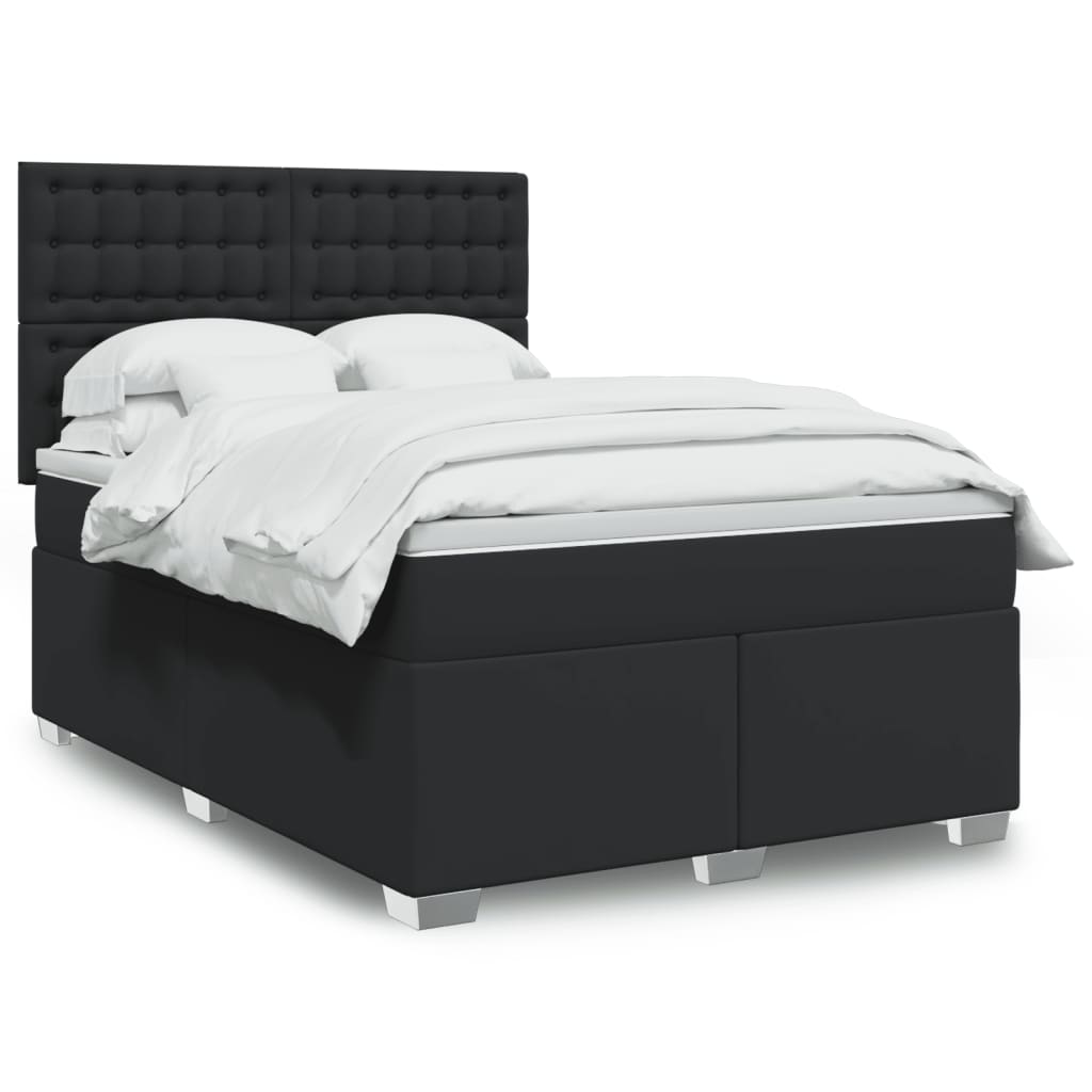 Boxspringbett mit Matratze Schwarz 140x190 cm Kunstleder