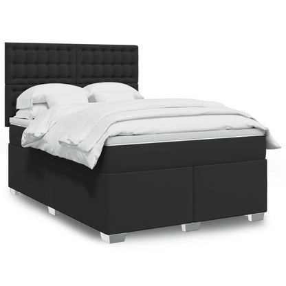 Boxspringbett mit Matratze Schwarz 140x190 cm Kunstleder