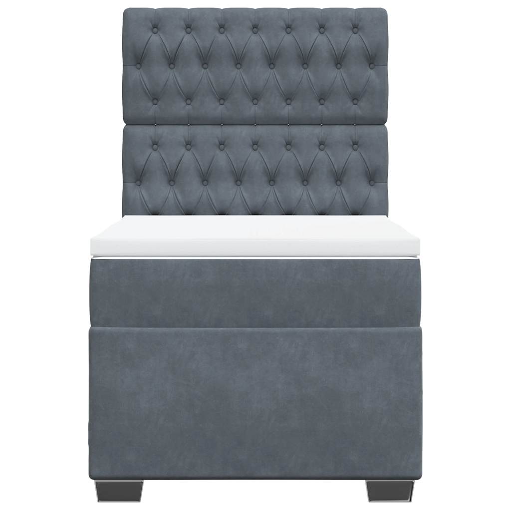Boxspringbett mit Matratze Dunkelgrau 80x200 cm Samt
