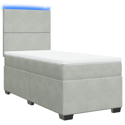 Boxspringbett mit Matratze Hellgrau 90x190 cm Samt