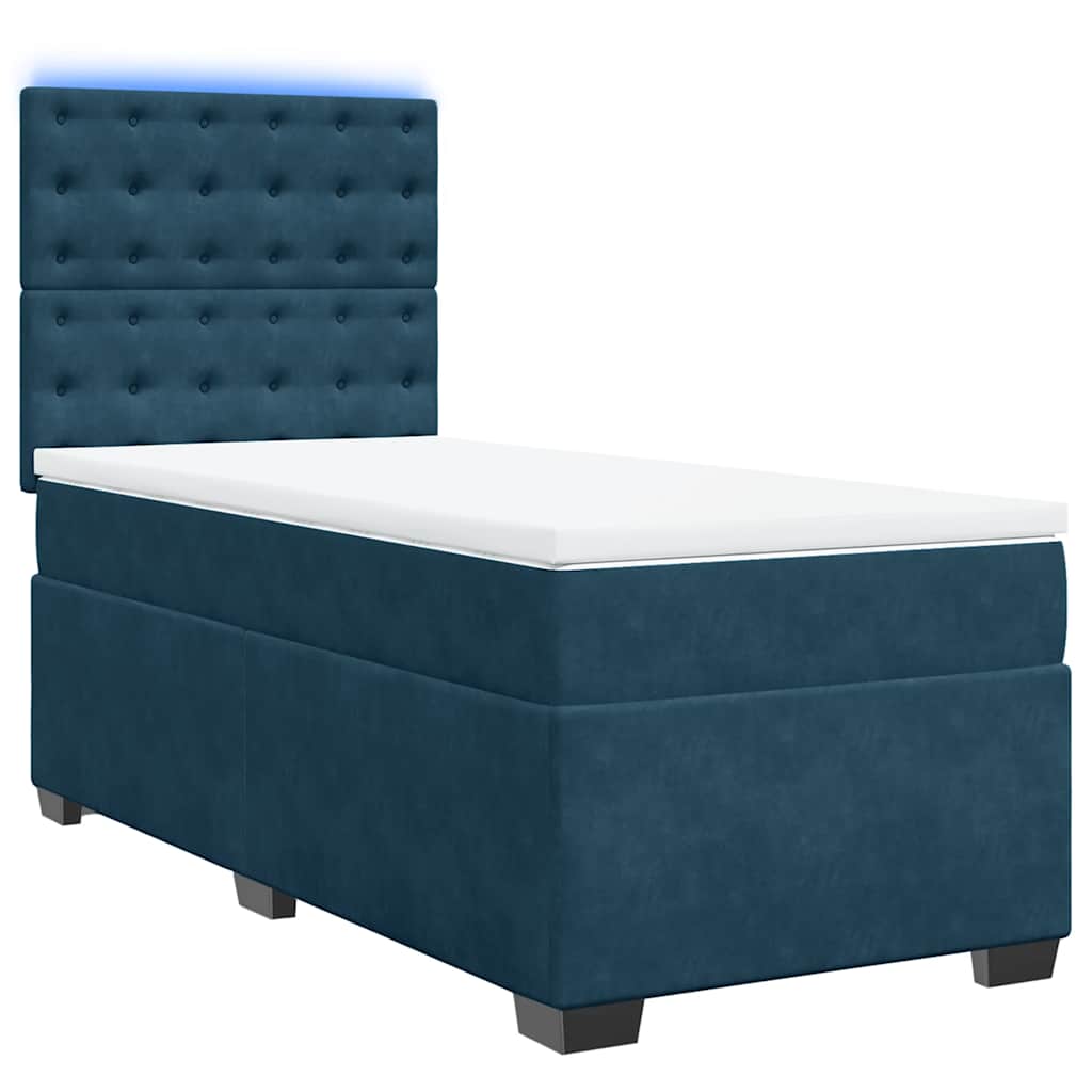 Boxspringbett mit Matratze Blau 90x190 cm Samt