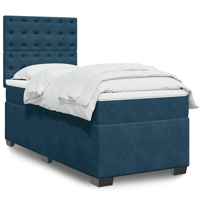 Boxspringbett mit Matratze Blau 90x190 cm Samt
