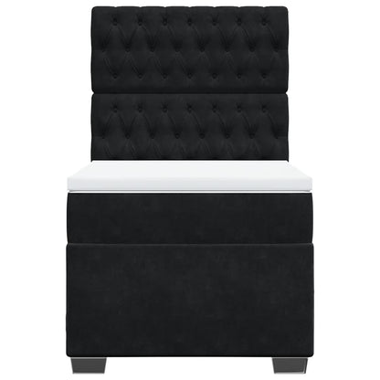 Boxspringbett mit Matratze Schwarz 100x200 cm Samt