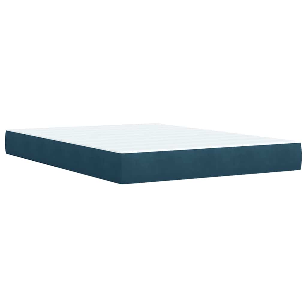 Boxspringbett mit Matratze Blau 140x190 cm Samt