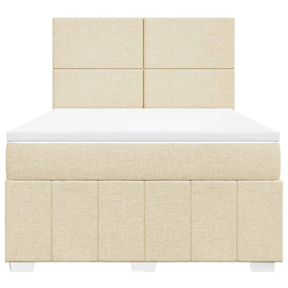 Boxspringbett mit Matratze Creme 140x190 cm Stoff