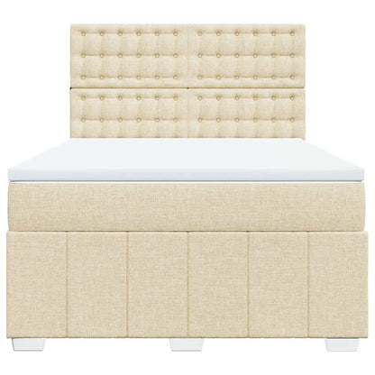 Boxspringbett mit Matratze Creme 140x190 cm Stoff