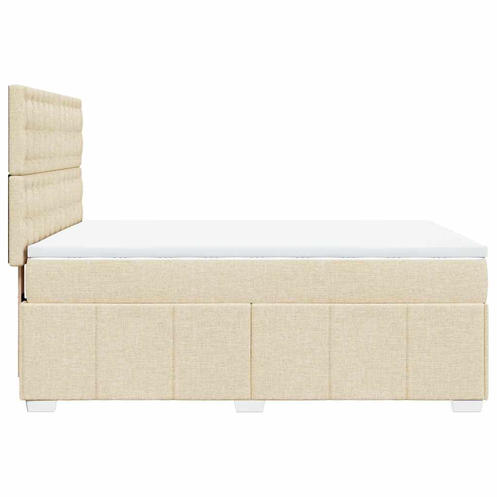 Boxspringbett mit Matratze Creme 140x190 cm Stoff