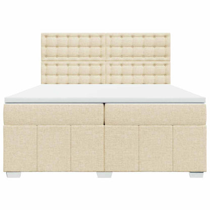 Boxspringbett mit Matratze Creme 200x200 cm Stoff