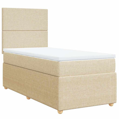 Boxspringbett mit Matratze Creme 90x200 cm Stoff