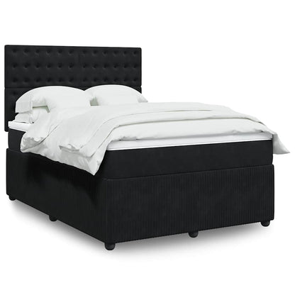 Boxspringbett mit Matratze Schwarz 140x190 cm Samt