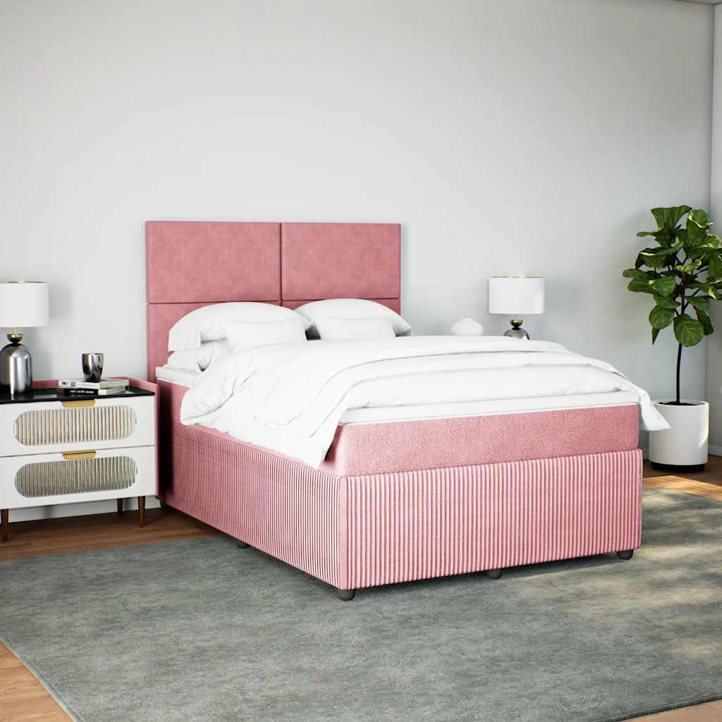 Boxspringbett mit Matratze Rosa 140x200 cm Samt