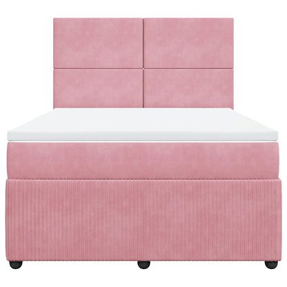 Boxspringbett mit Matratze Rosa 160x200 cm Samt