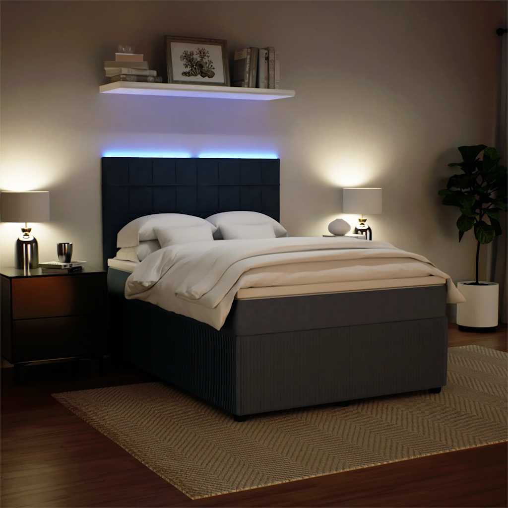 Boxspringbett mit Matratze Dunkelgrau 160x200 cm Samt
