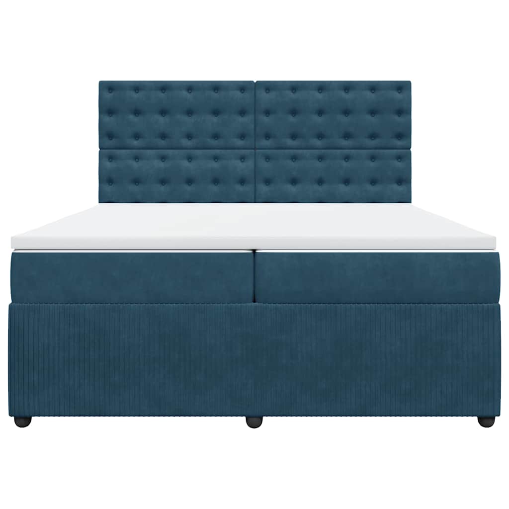 Boxspringbett mit Matratze Blau 200x200 cm Samt