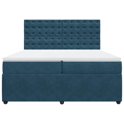 Boxspringbett mit Matratze Blau 200x200 cm Samt