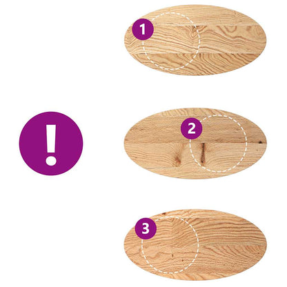 Tischplatte 80x40x2 cm Massivholz Eiche Oval