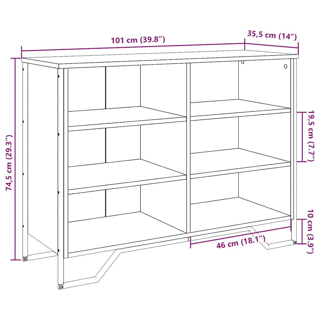 Sideboard Schwarz 101x35,5x74,5 cm Holzwerkstoff
