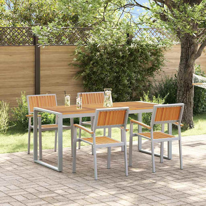Garten Essgruppe 5 pcs Grau Massivholz Akazie