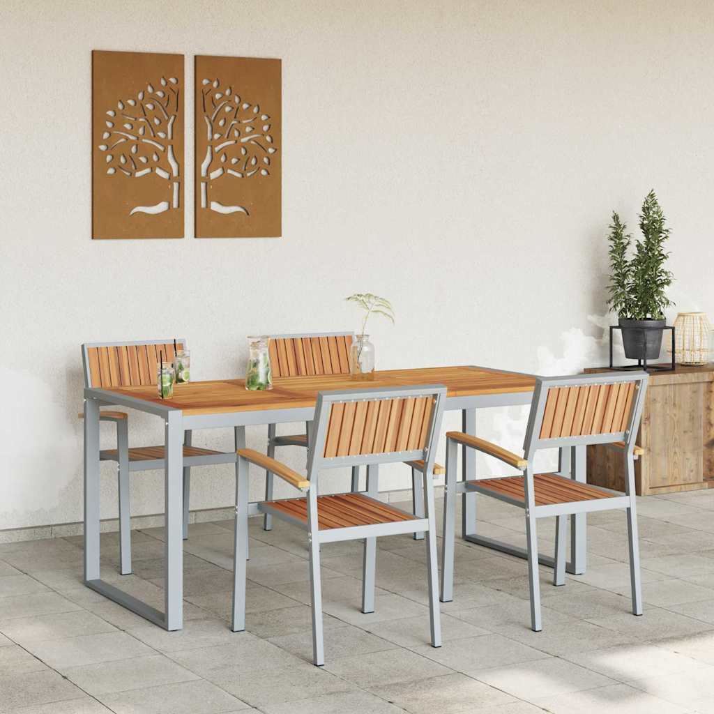Garten Essgruppe 5 pcs Grau Massivholz Akazie
