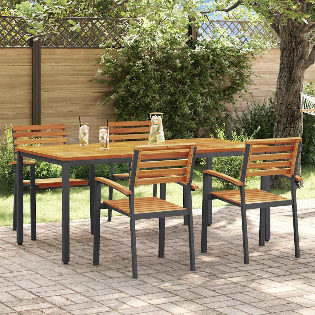 Garten Essgruppe 5 pcs Schwarz Massivholz Akazie