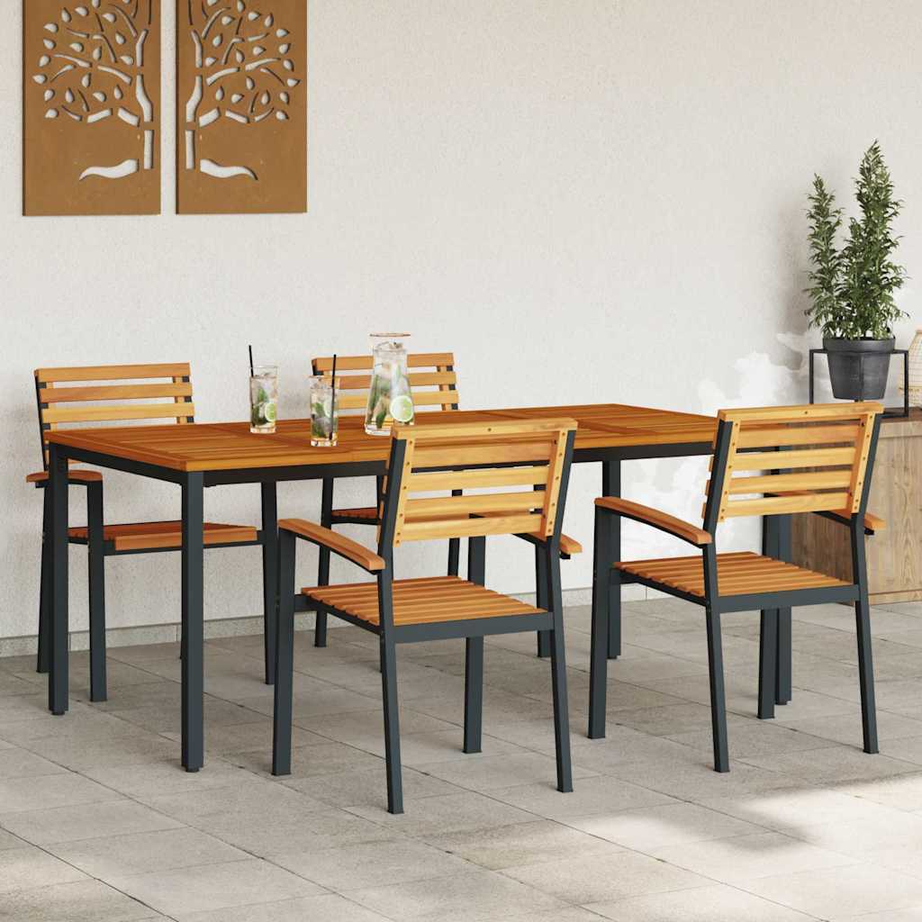 Garten Essgruppe 5 pcs Schwarz Massivholz Akazie