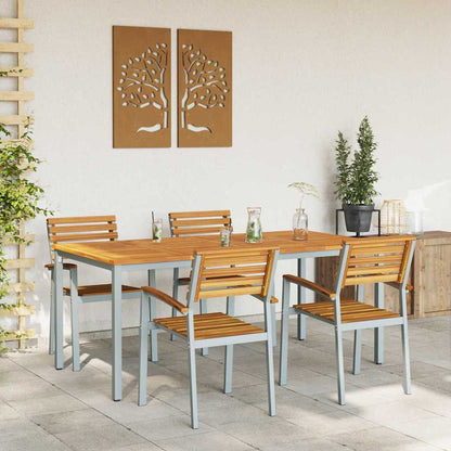 Garten Essgruppe 5 pcs Grau Massivholz Akazie