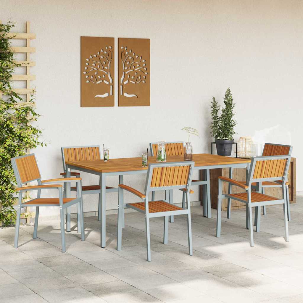 Garten Essgruppe 7 pcs Grau Massivholz Akazie