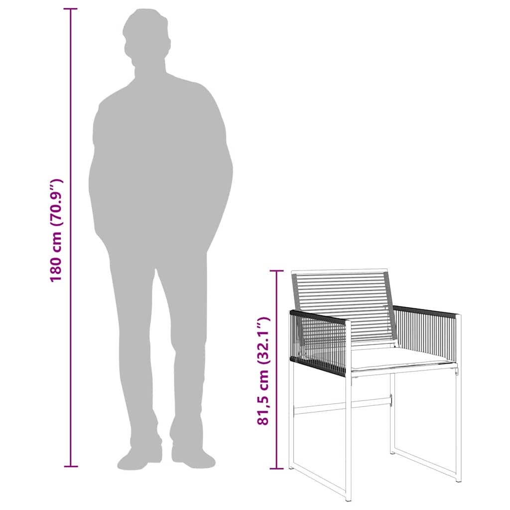 5-tlg. Garten-Essgruppe mit Kissen Schwarz Poly Rattan