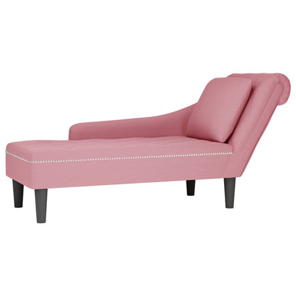Chaiselongue mit Kissen und Rechter Armlehne Rosa Samt