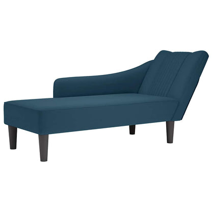 Chaiselongue mit Rechter Armlehne Blau Samt