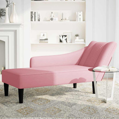 Chaiselongue mit Rechter Armlehne Rosa Samt