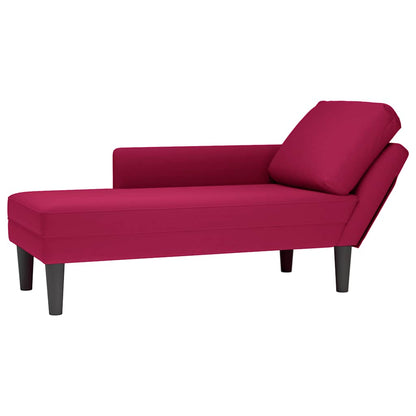 Chaiselongue mit Kissen und Rechter Armlehne Weinrot Samt