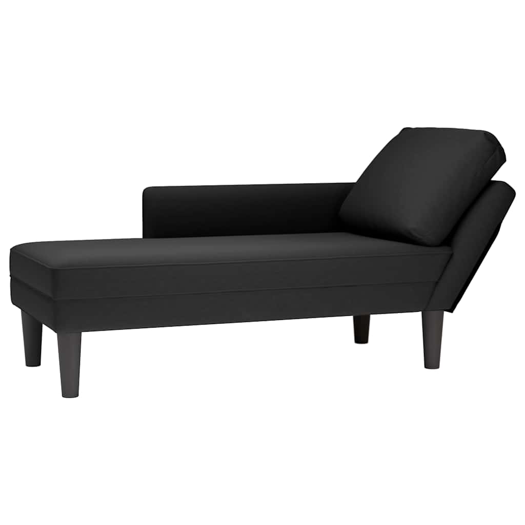 Chaiselongue mit Kissen und Rechter Armlehne Schwarz Samt