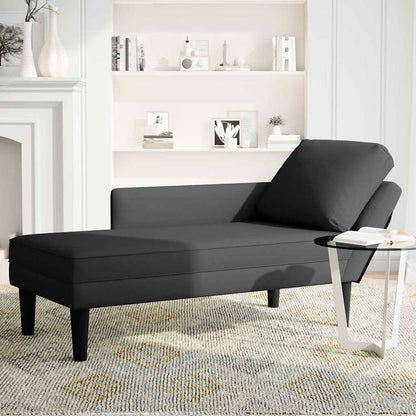Chaiselongue mit Kissen und Rechter Armlehne Schwarz Samt