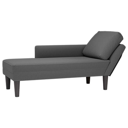 Chaiselongue mit Kissen Dunkelgrau Cordstoff