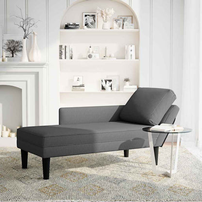 Chaiselongue mit Kissen Dunkelgrau Cordstoff