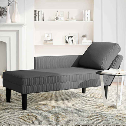 Chaiselongue mit Kissen Dunkelgrau Cordstoff