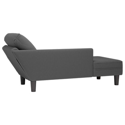 Chaiselongue mit Kissen Dunkelgrau Cordstoff