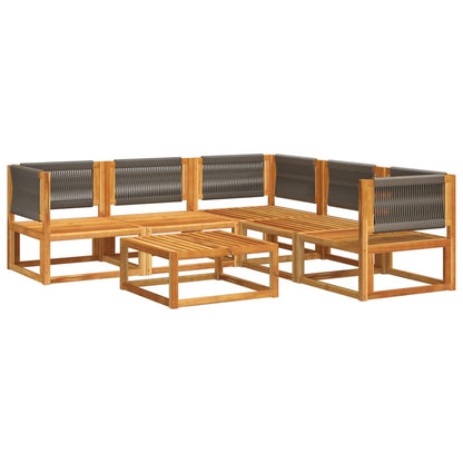 6-tlg. Gartensofa-Set mit Kissen Holz Akazie & Seil