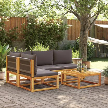 5-tlg. Gartensofa-Set mit Kissen Holz Akazie & Seil