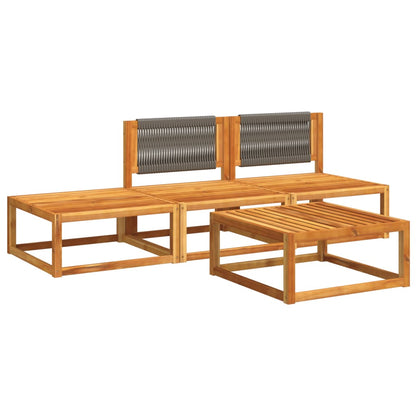 4-tlg. Gartensofa-Set mit Kissen Holz Akazie & Seil