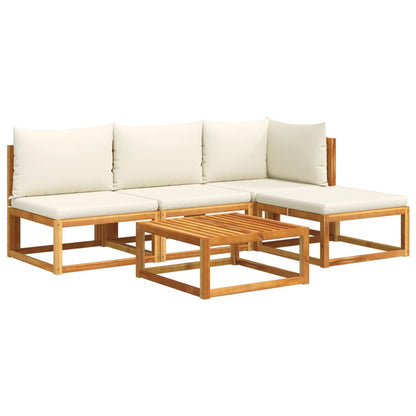 5-tlg. Gartensofa-Set mit Kissen Holz Akazie & Seil