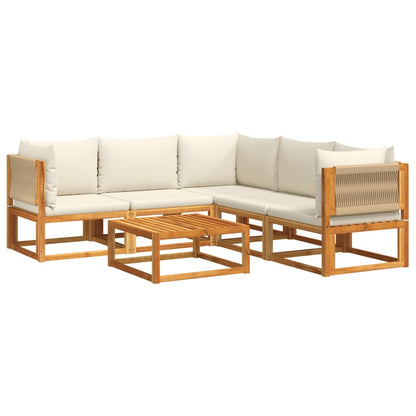 6-tlg. Gartensofa-Set mit Kissen Holz Akazie & Seil