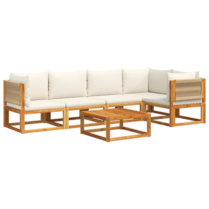 6-tlg. Gartensofa-Set mit Kissen Holz Akazie & Seil