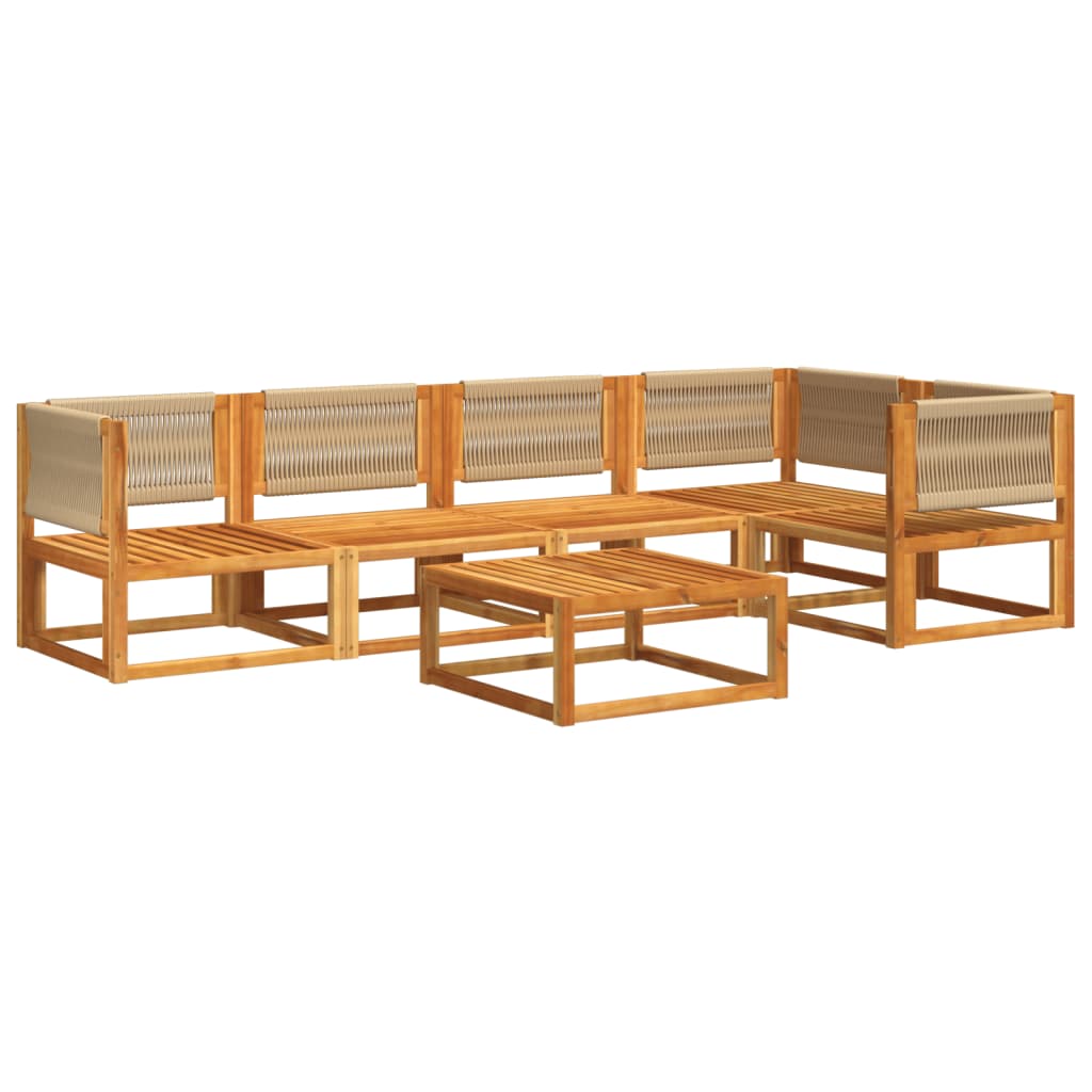 6-tlg. Gartensofa-Set mit Kissen Holz Akazie & Seil