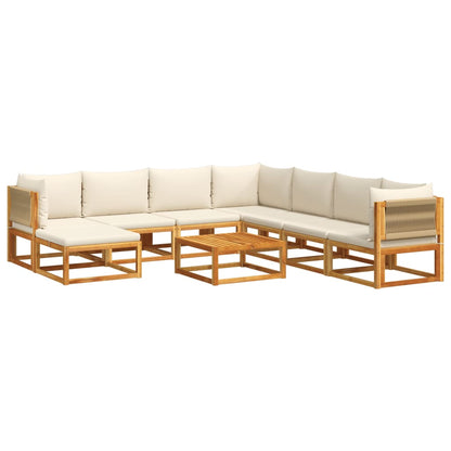 9-tlg. Gartensofa-Set mit Kissen Holz Akazie & Seil