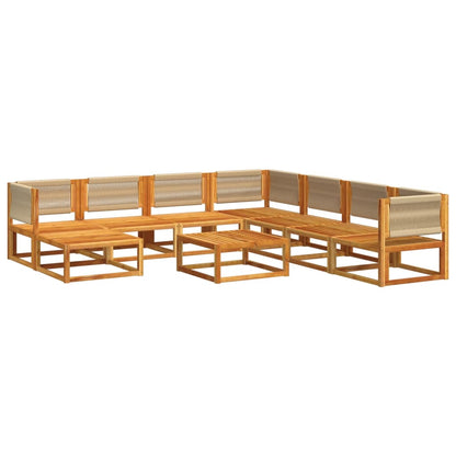 9-tlg. Gartensofa-Set mit Kissen Holz Akazie & Seil